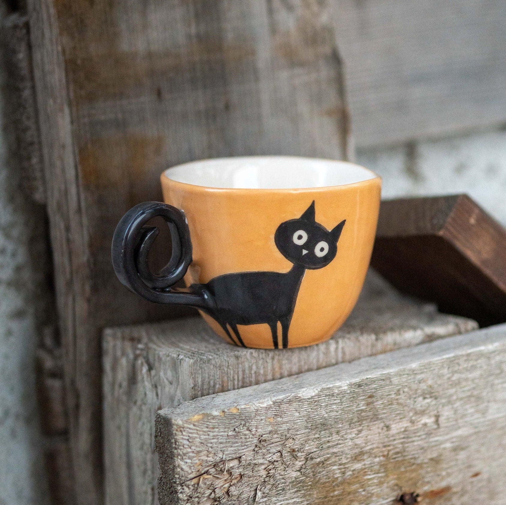 Black Cat Decorated Cat Dad Mug