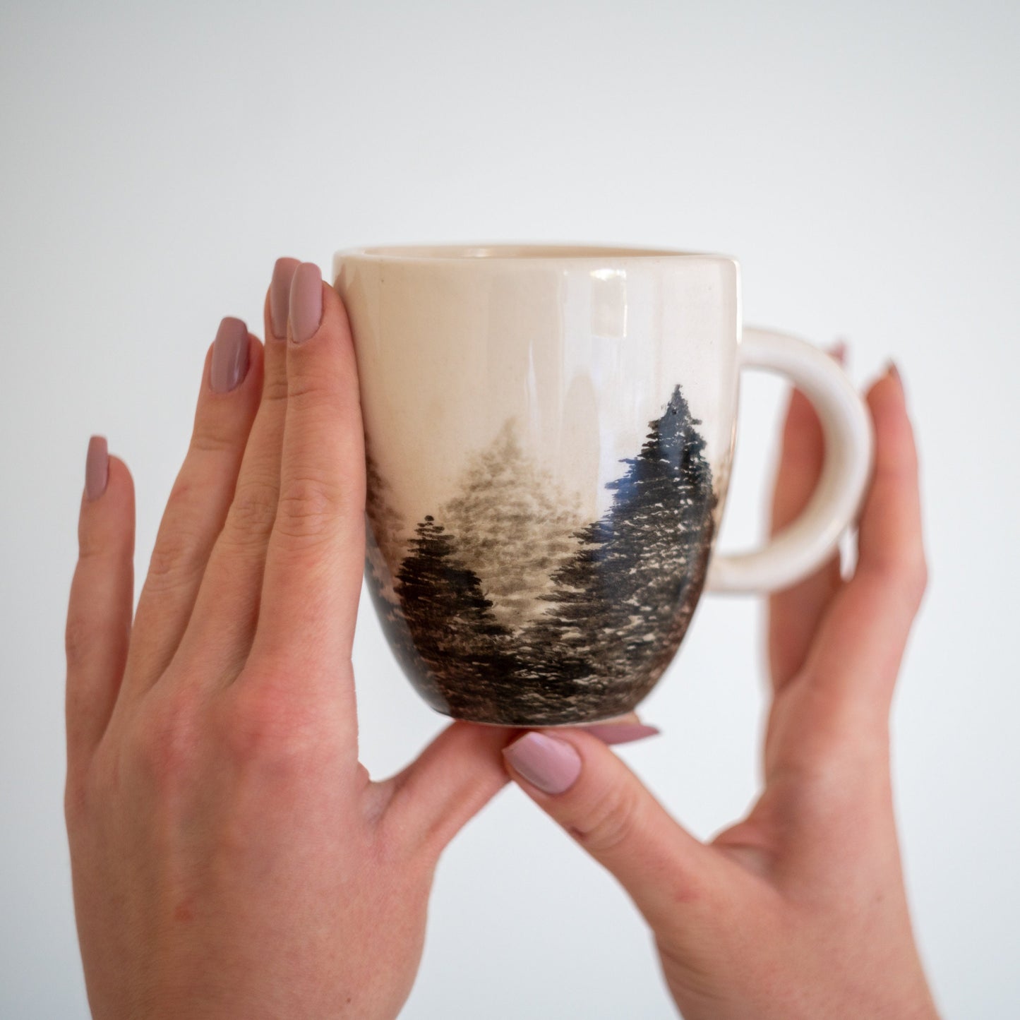 Nature Inspired Coffee Mug, Forest Theme, Ceramic Camping Mug