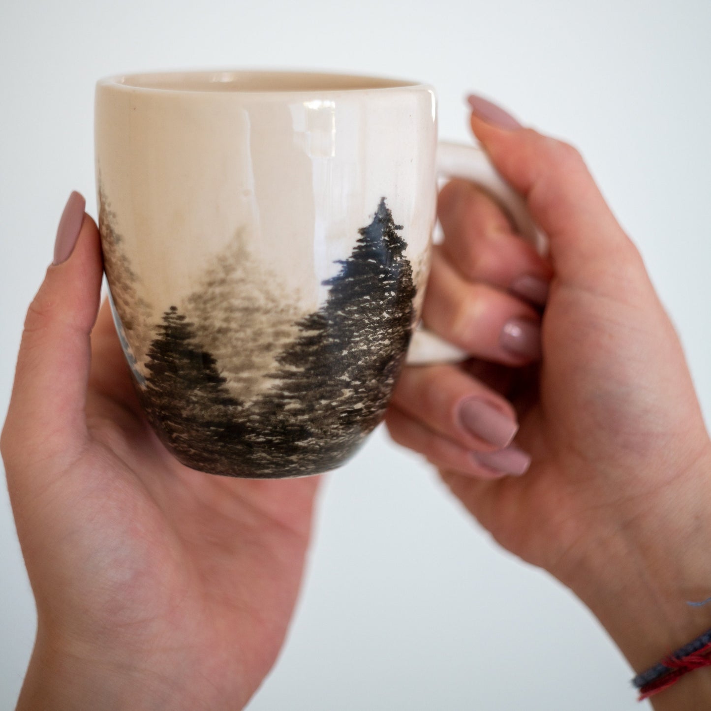 Nature Inspired Coffee Mug, Forest Theme, Ceramic Camping Mug