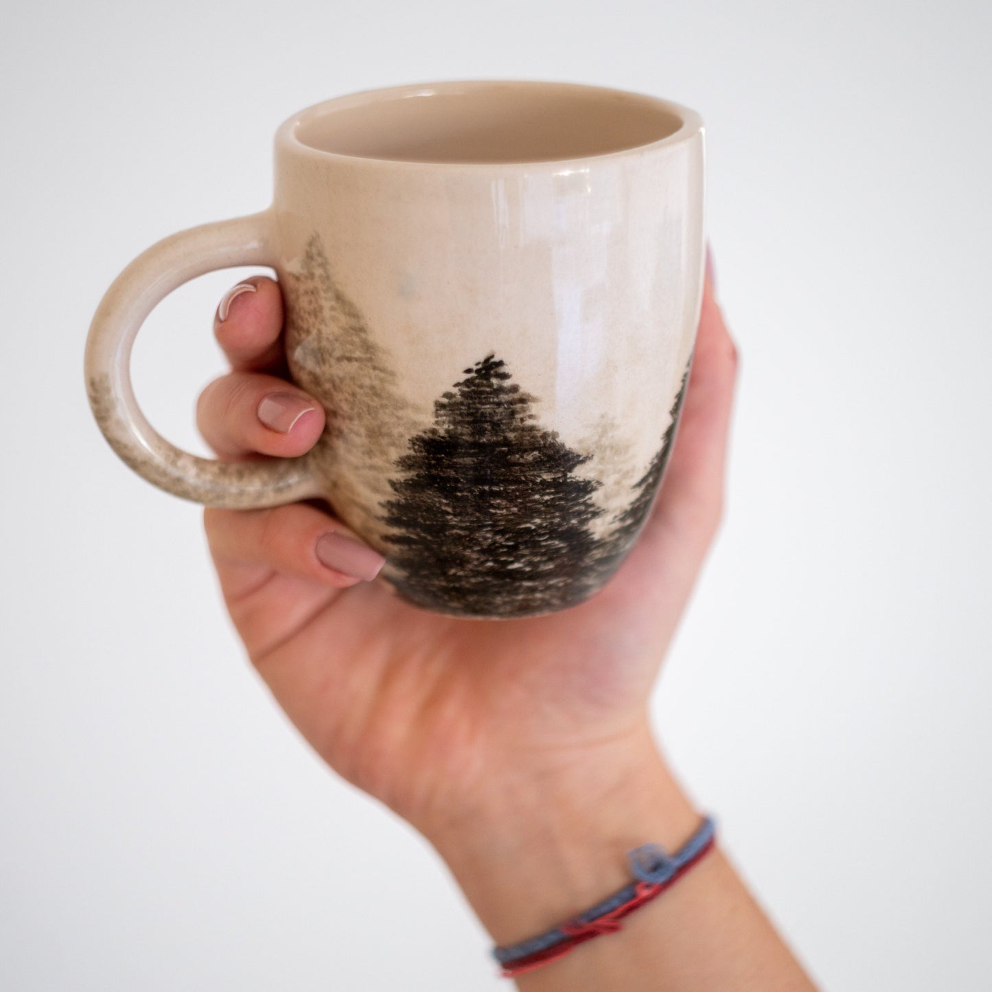 Nature Inspired Coffee Mug, Forest Theme, Ceramic Camping Mug