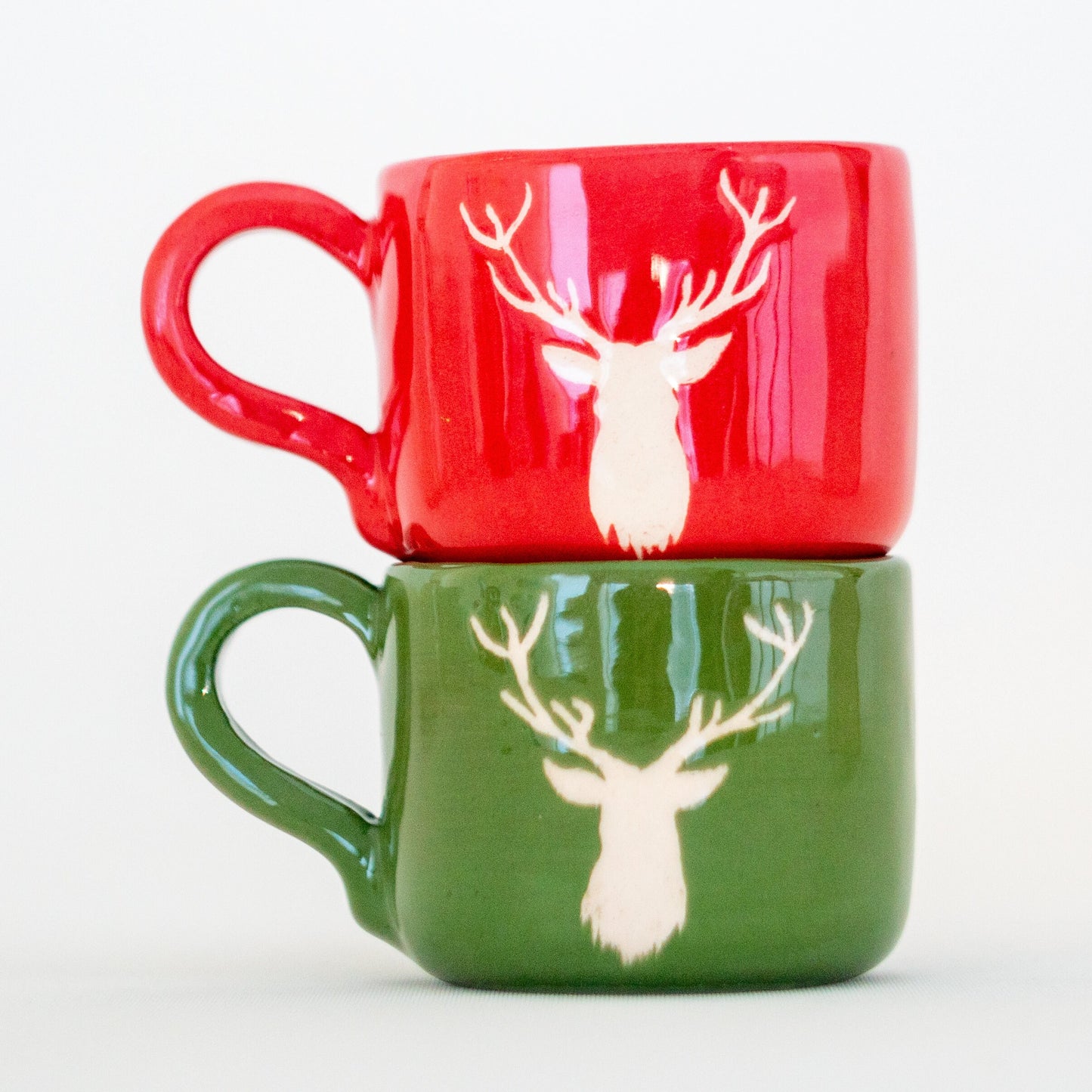 Handmade Espresso Cup Set, Reindeer Decoration, Christmas Gift Idea