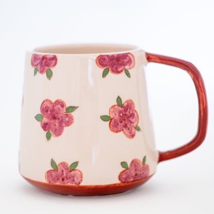 Pottery Mug Floral Decorated, Handmade Ceramic Coffee Mug