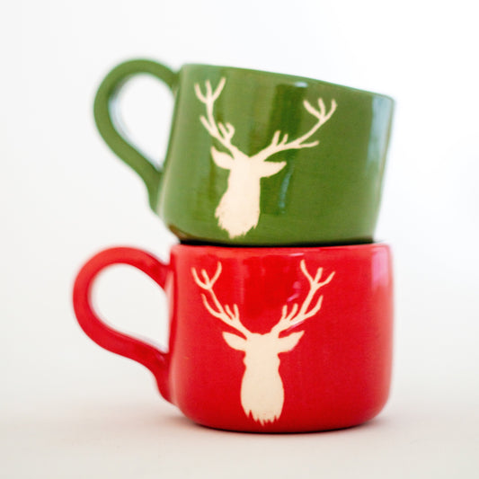 Handmade Espresso Cup Set, Reindeer Decoration, Christmas Gift Idea