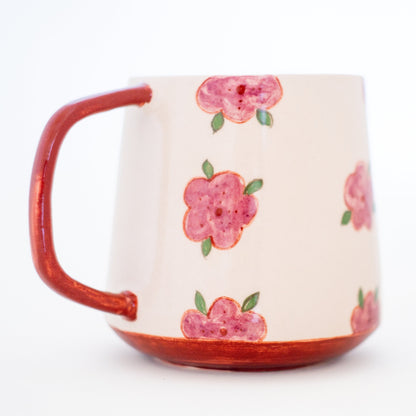 Pottery Mug Floral Decorated, Handmade Ceramic Coffee Mug