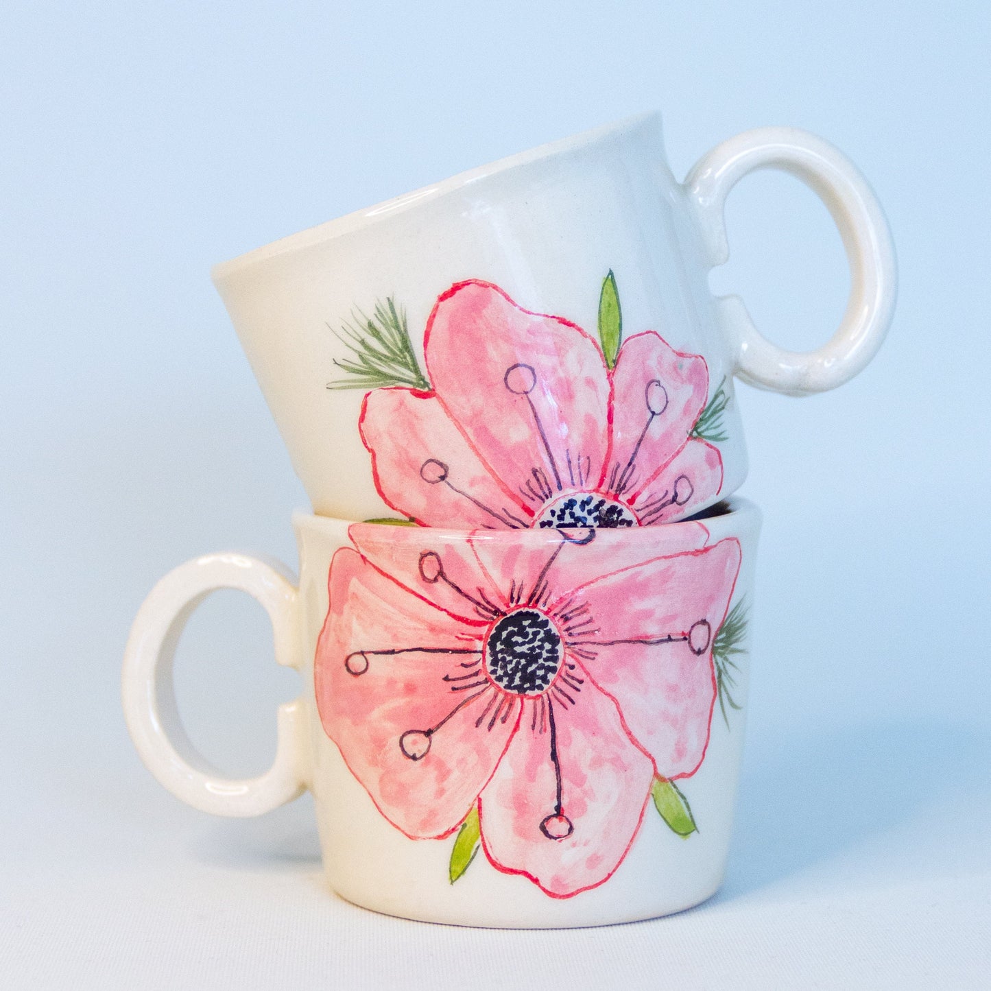 Espresso Cup Set Sakura Blossom - Pottery Mug Handmade Coffee Cup