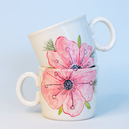 Espresso Cup Set Sakura Blossom - Pottery Mug Handmade Coffee Cup