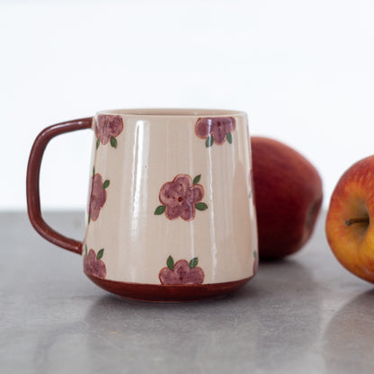 Pottery Mug Floral Decorated, Handmade Ceramic Coffee Mug