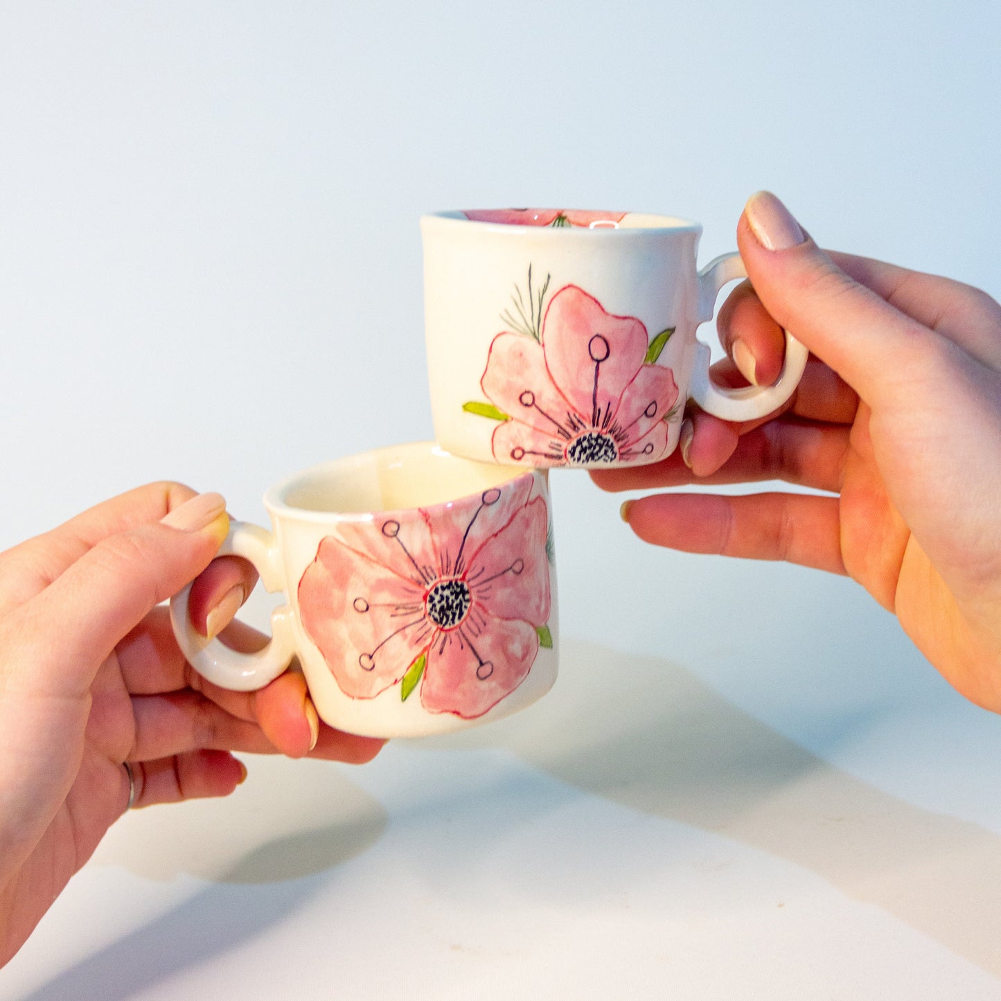 Espresso Cup Set Sakura Blossom - Pottery Mug Handmade Coffee Cup