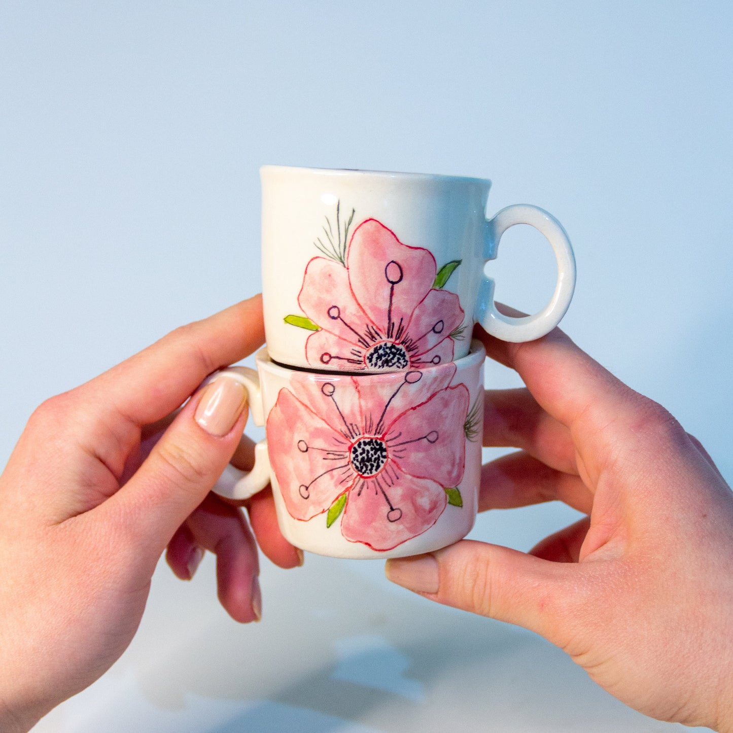 Espresso Cup Set Sakura Blossom - Pottery Mug Handmade Coffee Cup