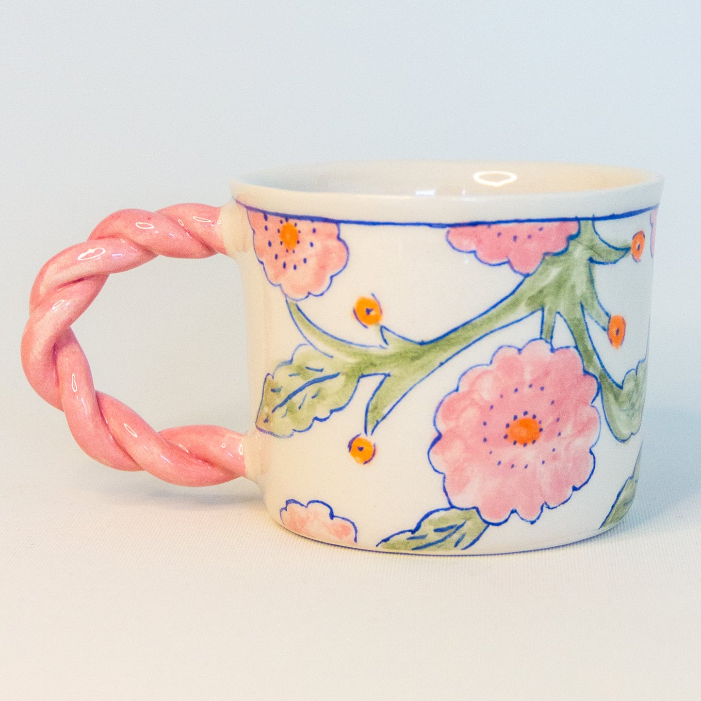 Floral Mug, Sakura Espresso Cup, Handmade Ceramic Espresso Cup Set