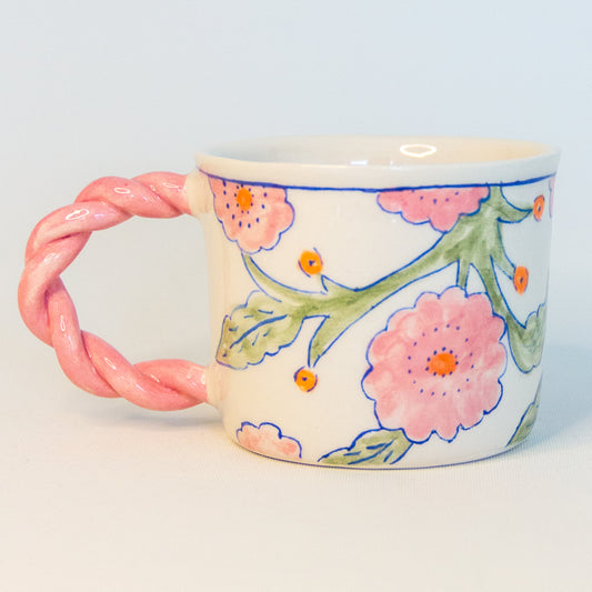 Floral Mug, Sakura Espresso Cup, Handmade Ceramic Espresso Cup Set