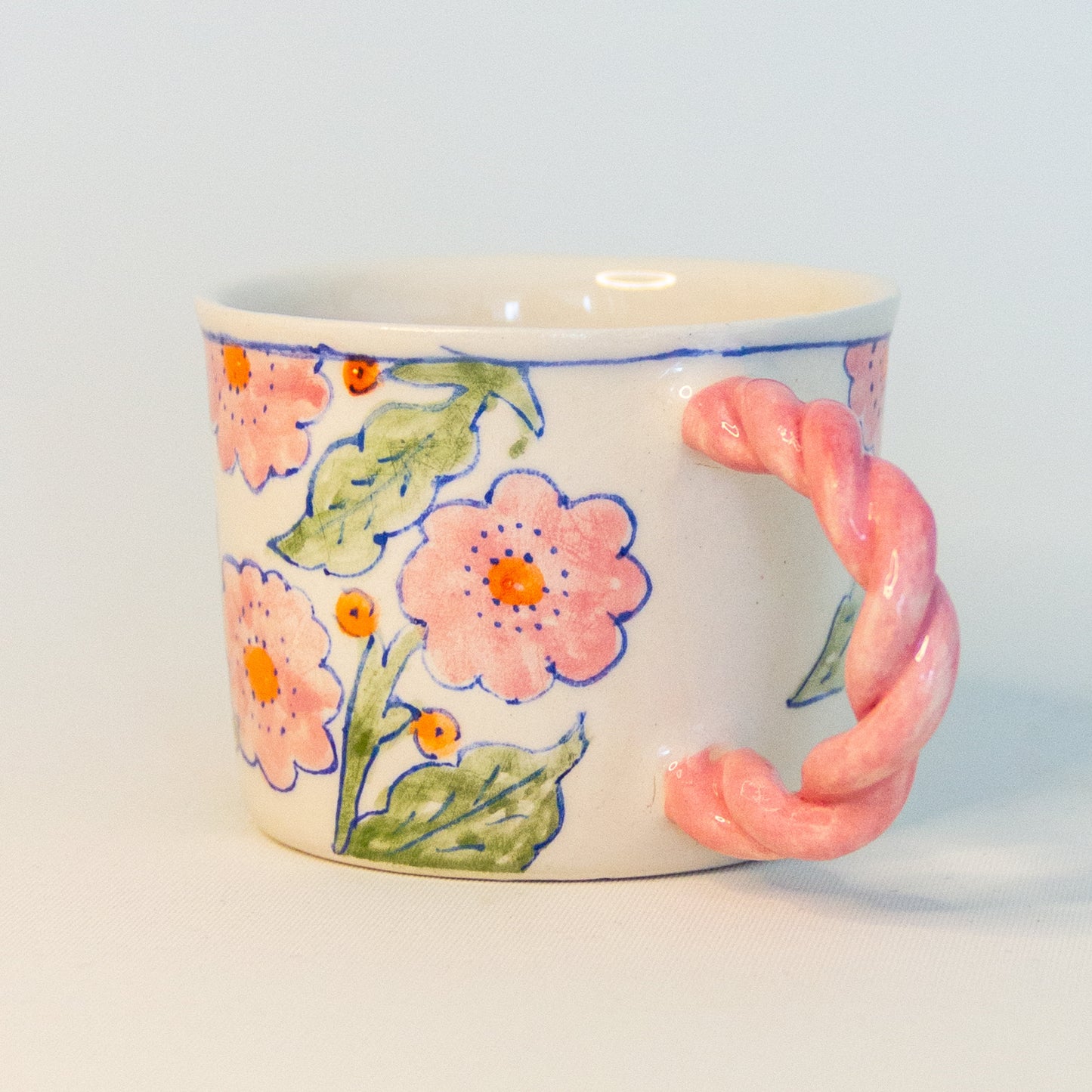 Floral Mug, Sakura Espresso Cup, Handmade Ceramic Espresso Cup Set