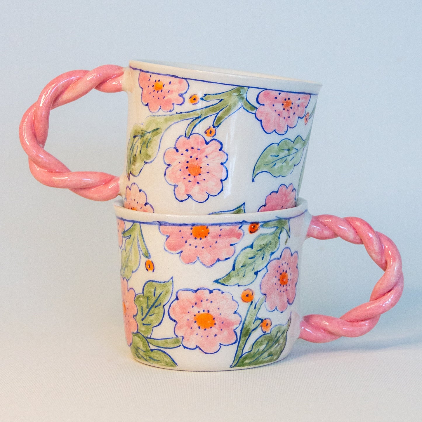 Floral Mug, Sakura Espresso Cup, Handmade Ceramic Espresso Cup Set