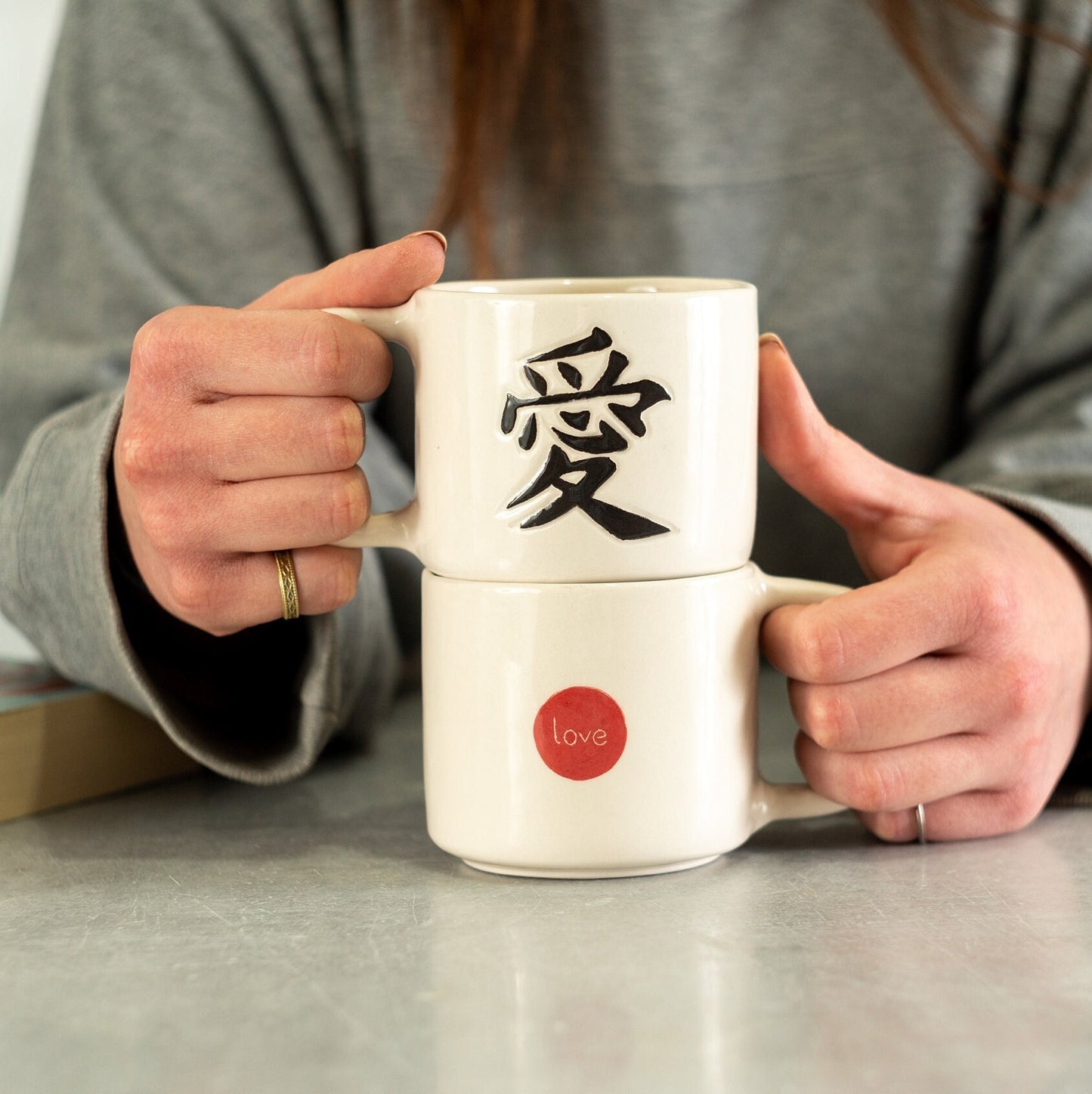 Minimalist Coffee Mug | Japanese Style Love Mug | Kanji Art Coffee Mug | Special Gift For Him/Handmade Gift | Lover Gift Gift