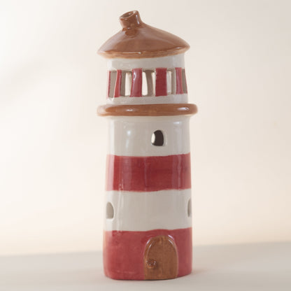 Lighthouse Ceramic Candle Holder, Autumn Home Decor