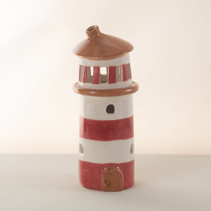 Lighthouse Ceramic Candle Holder, Autumn Home Decor