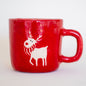 Cute Reindeer Coffee Cup | Animal Coffee Pottery | Red Coffee Pottery - Handmade and Hand-painted Coffee Cup - Special Product - Limited