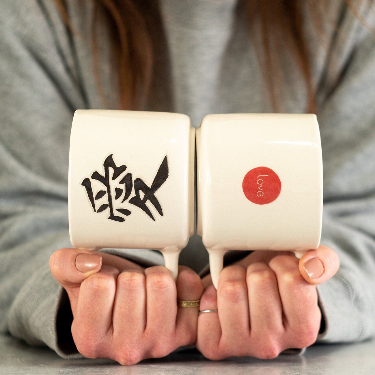 Minimalist Coffee Mug | Japanese Style Love Mug | Kanji Art Coffee Mug | Special Gift For Him/Handmade Gift | Lover Gift Gift