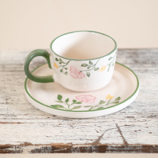 Espresso Cup, Vintage Decor Coffee Cup, Coffee Cup and Saucer, Double Espresso Cup Set