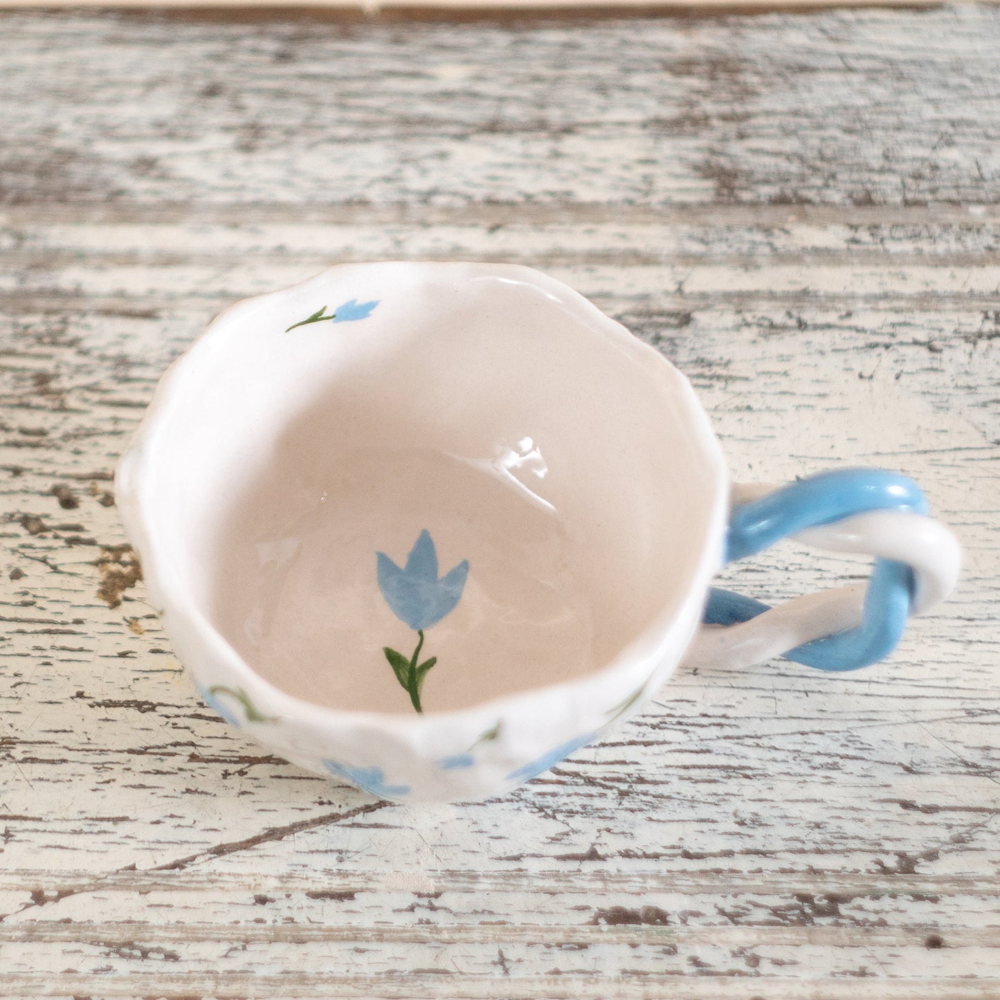 Espresso Cup Set, Handmade Blossom Coffee Cup - Blue Flower Ceramic Mug - Unique Gift - Elegant Kitchenware - Artisan Drinkware