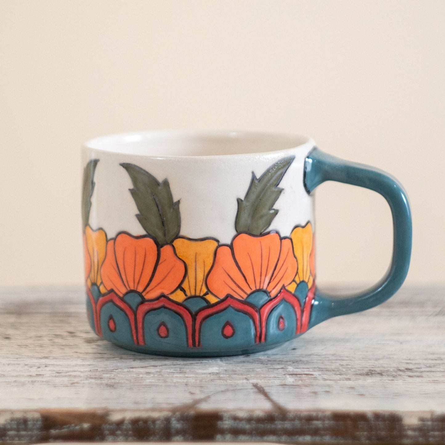 Pottery Mug, Handmade Coffee Mug, Mandala Style Mug