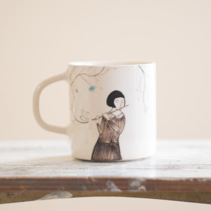 Handmade Lizzo Inspired Musician Mug - Minimalist Flute Player Design - Unique Gift for Music Lovers - Engagement Gift