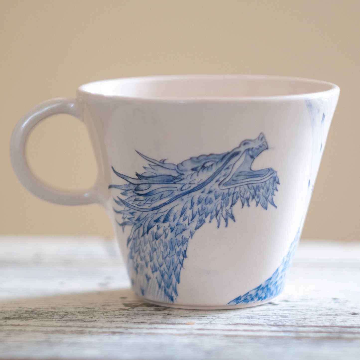 Dragon, Ceramic Mug, Handmade and Hand-Painted, Authentic Handmade Pottery