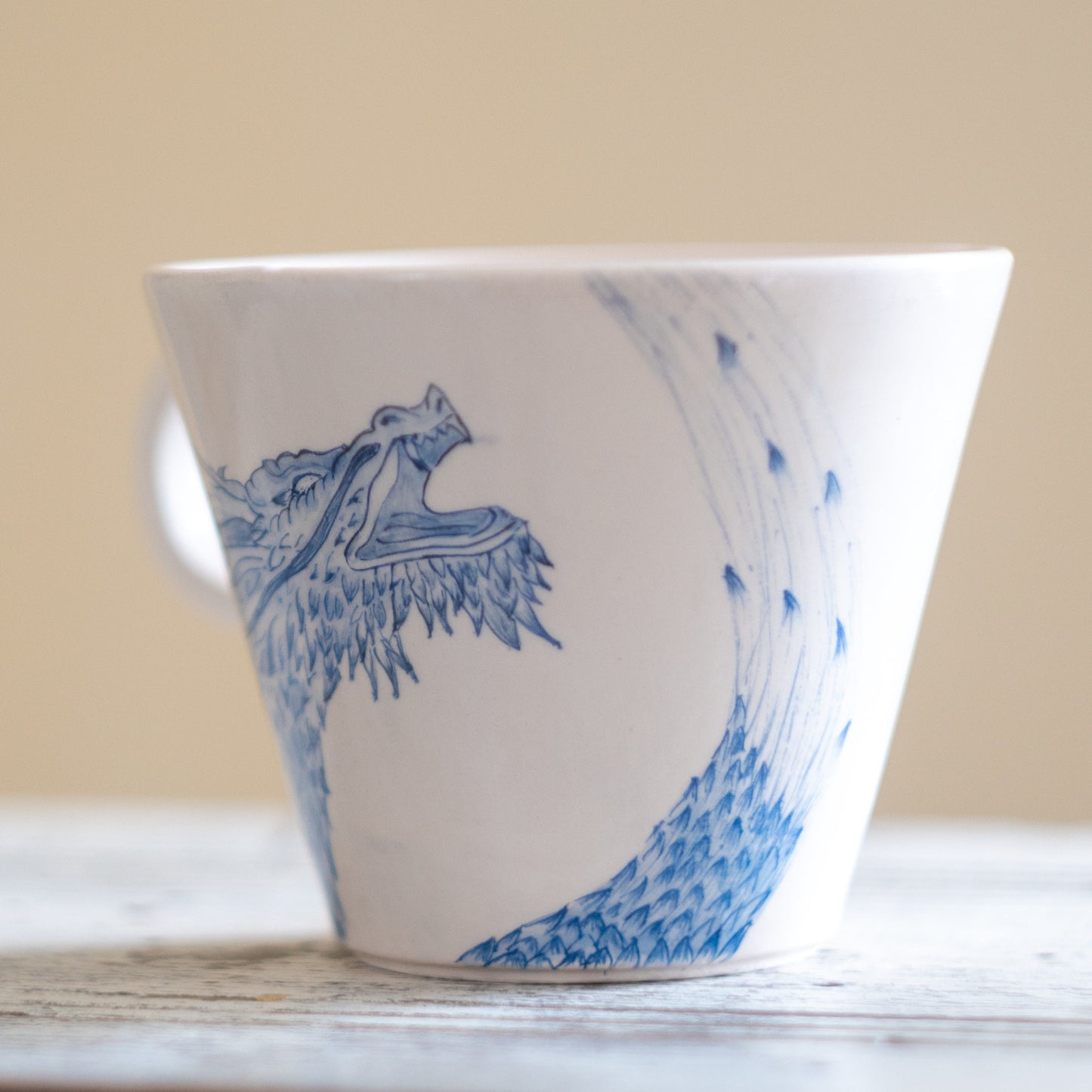 Dragon, Ceramic Mug, Handmade and Hand-Painted, Authentic Handmade Pottery