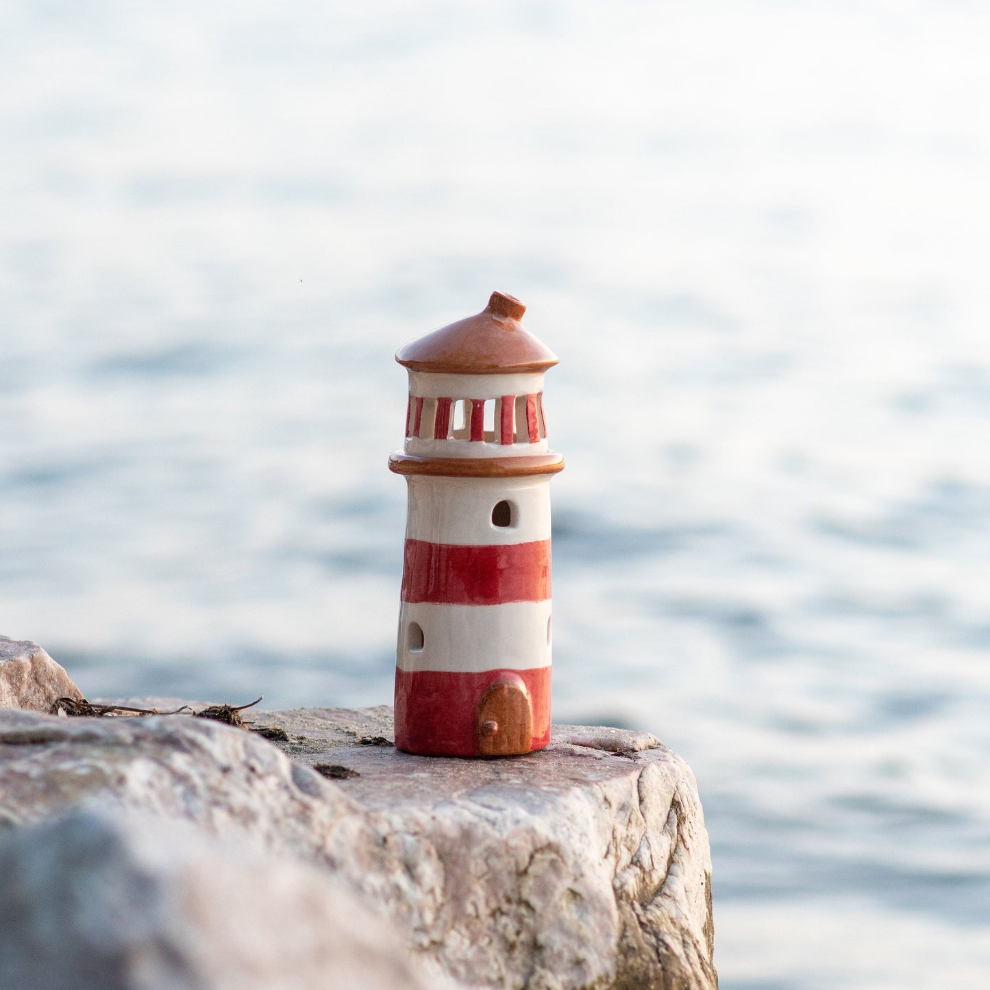 Lighthouse Ceramic Candle Holder, Autumn Home Decor