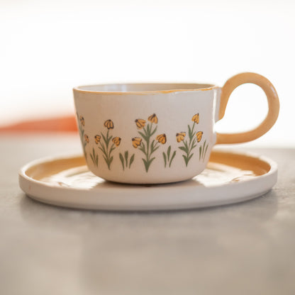 Espresso Cup Set, Floral Mug, Handmade Floral Decor