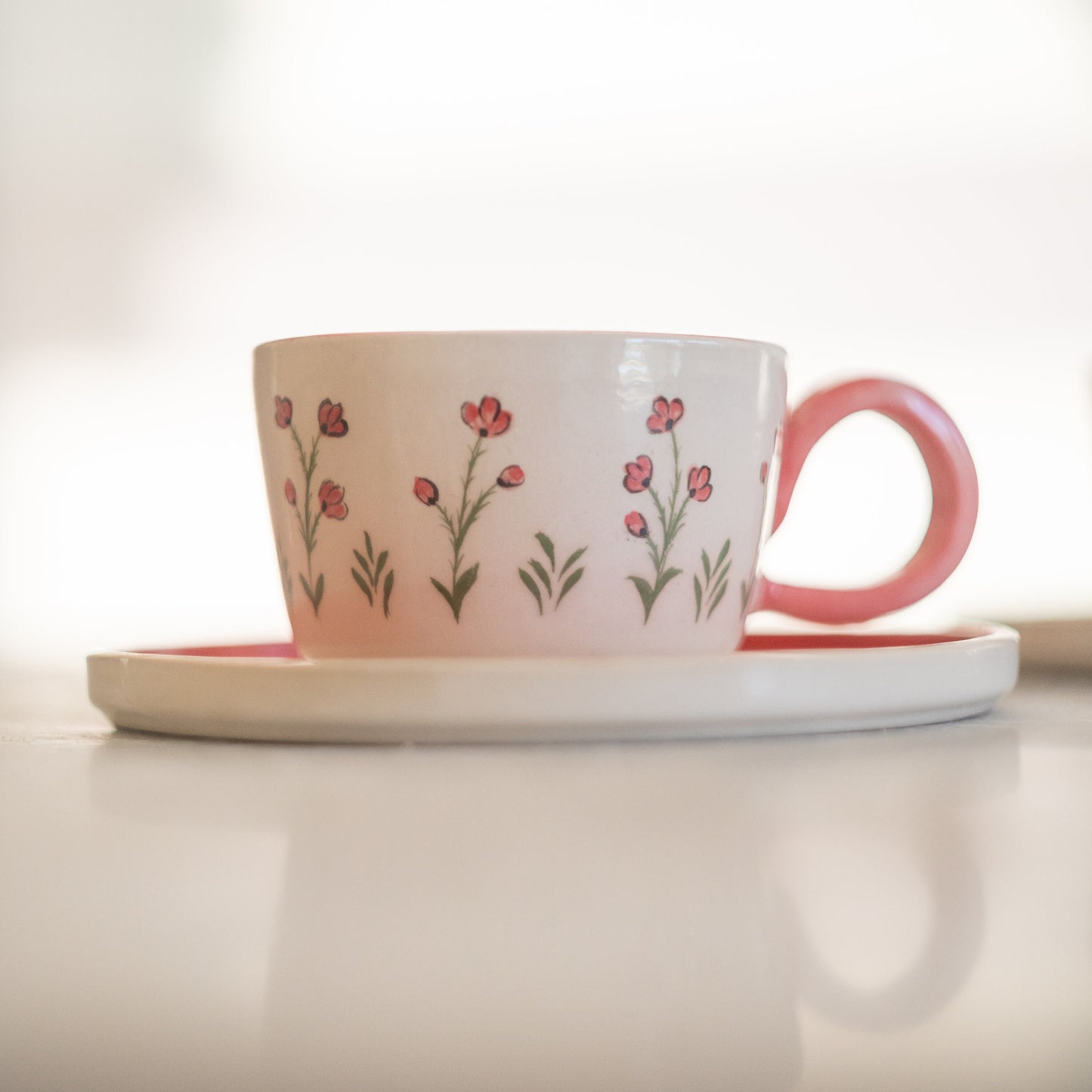 Espresso Cup Set, Floral Mug, Handmade Floral Decor