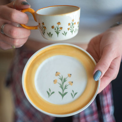 Espresso Cup Set, Floral Mug, Handmade Floral Decor