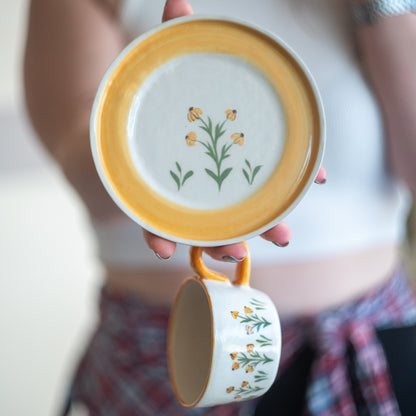 Espresso Cup Set, Floral Mug, Handmade Floral Decor