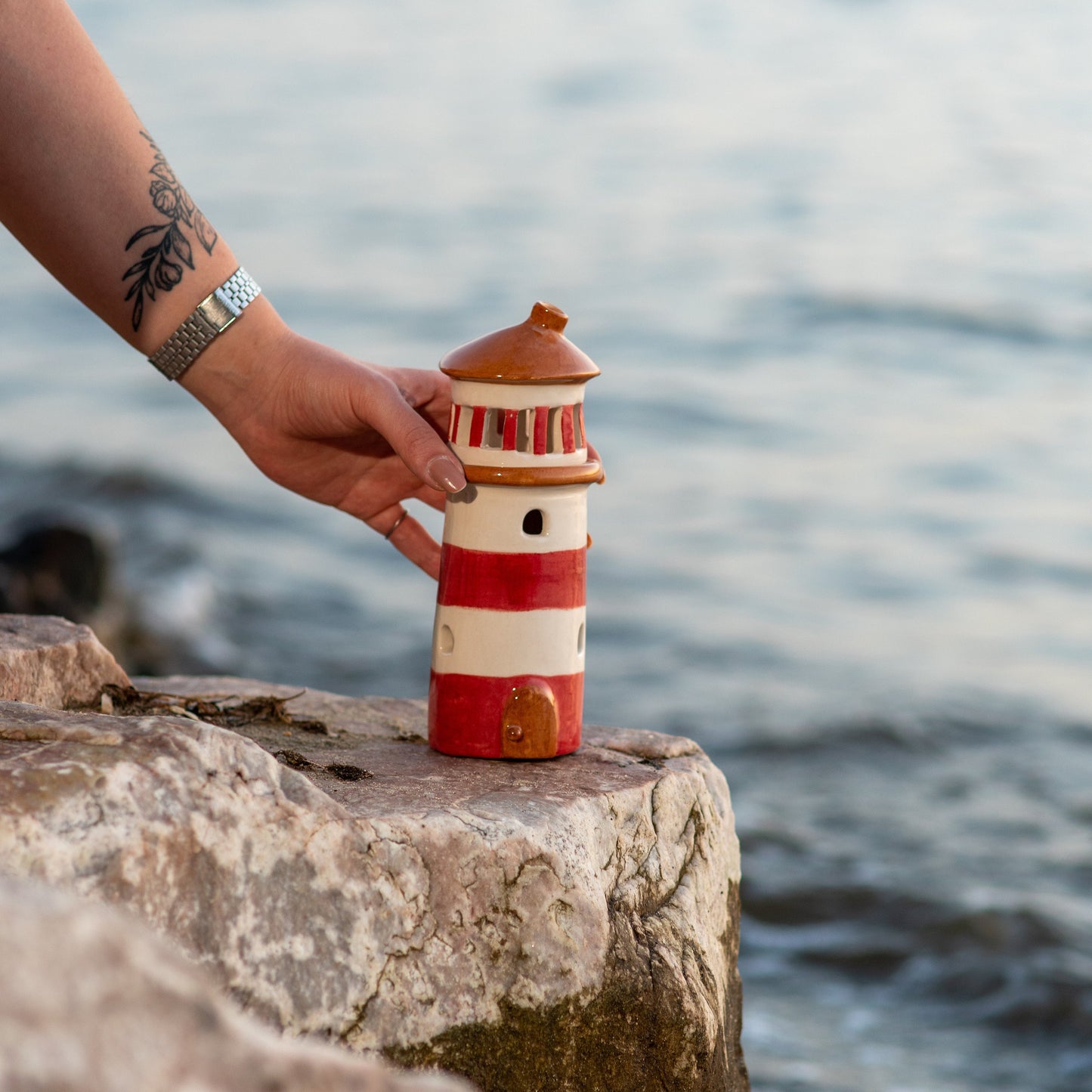 Lighthouse Ceramic Candle Holder, Autumn Home Decor