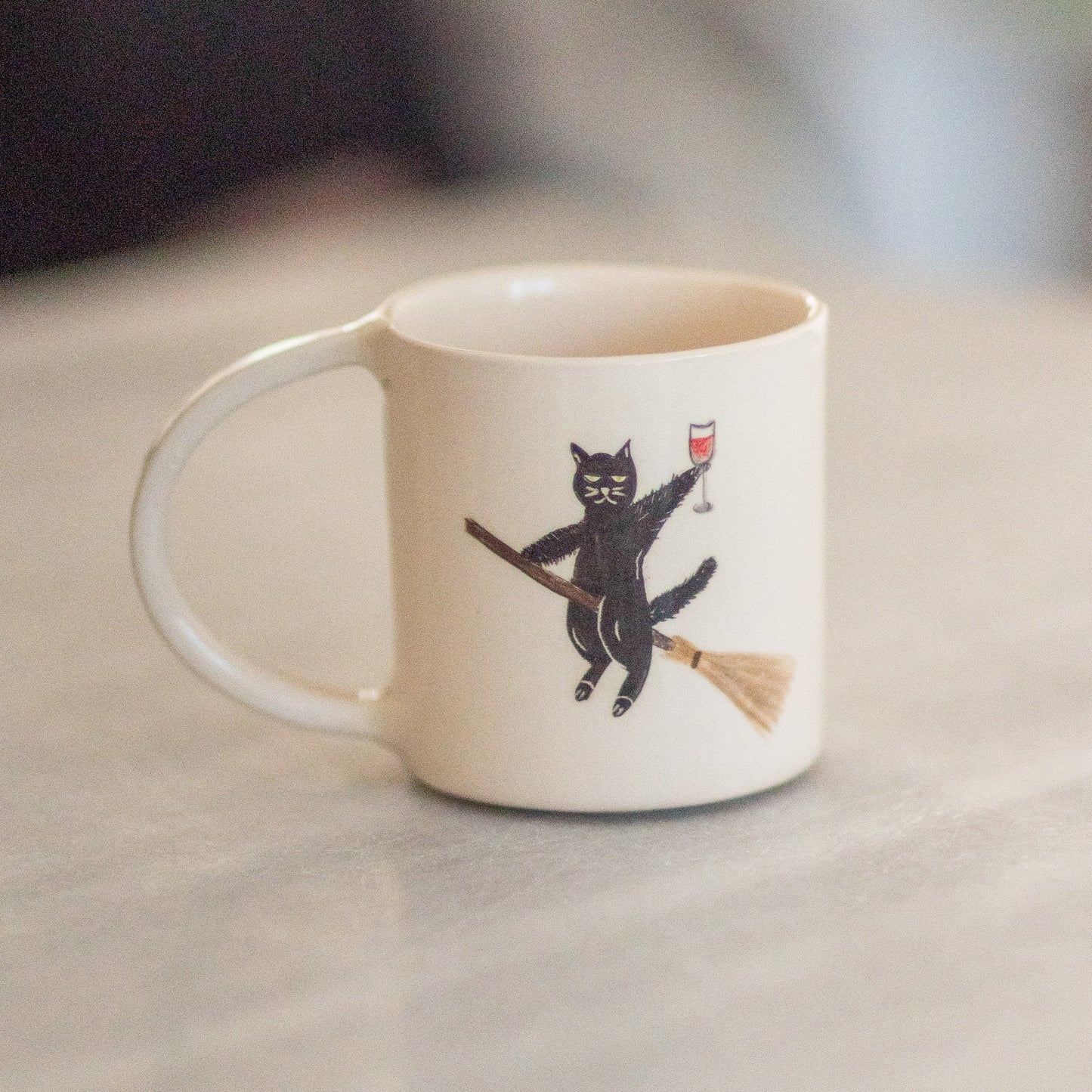 I Believe I Can Fly, Black Cat Coffee Mug, Handmade Funny Cat Coffee Cup