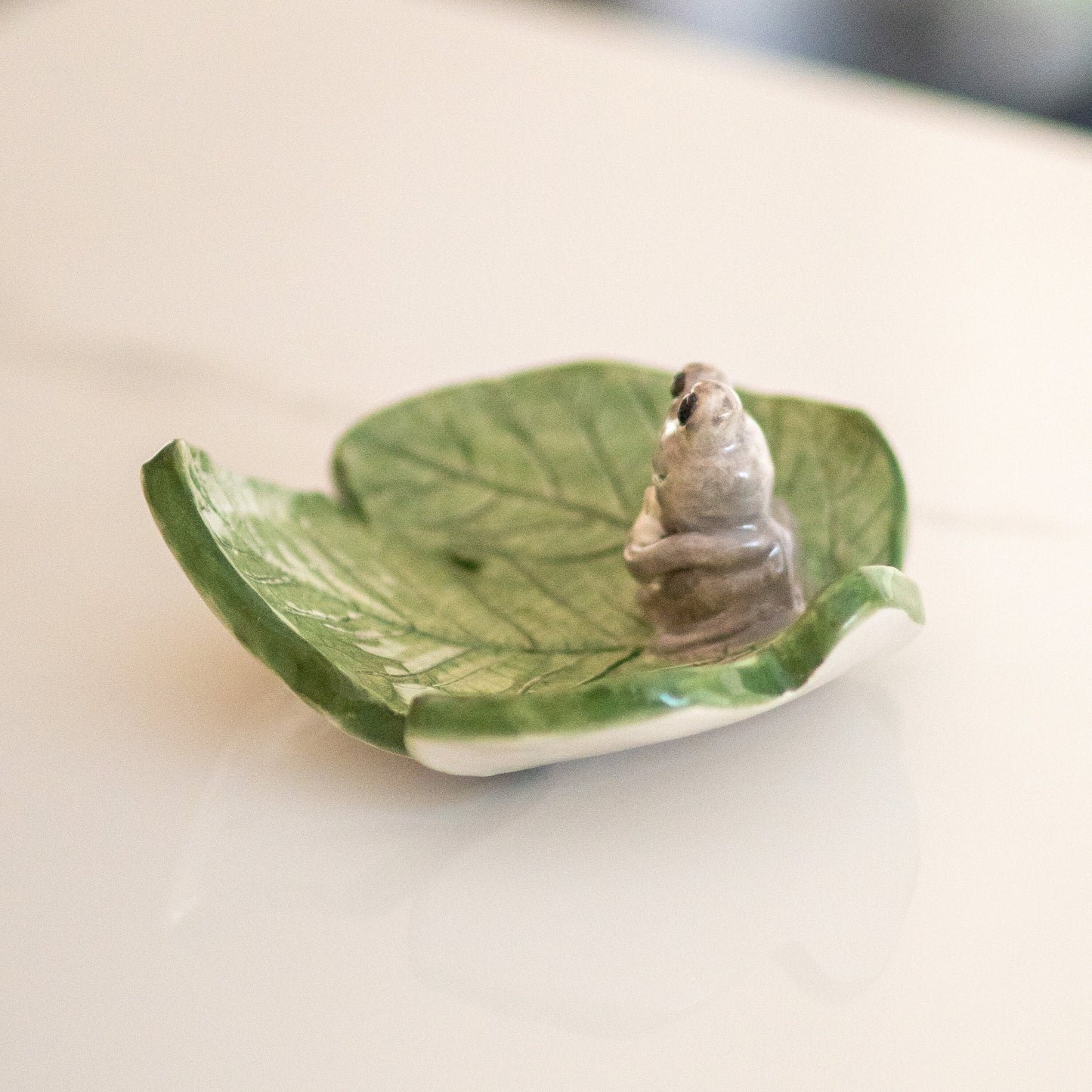 Incense Holder, Frog On Leaf Handmade Ceramic Censer, Animal Lover Gift