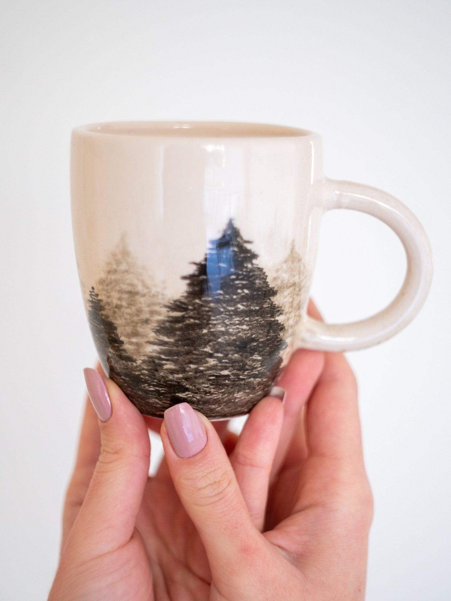 Nature Inspired Coffee Mug, Forest Theme, Ceramic Camping Mug