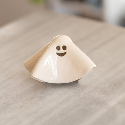 Spooky Gift, Ghost Candle Holder, Handmade Ceramic Ghost Incense Burner, Housewarming Gift