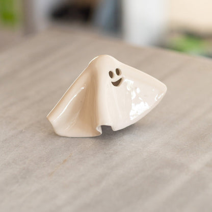 Spooky Gift, Ghost Candle Holder, Handmade Ceramic Ghost Incense Burner, Housewarming Gift