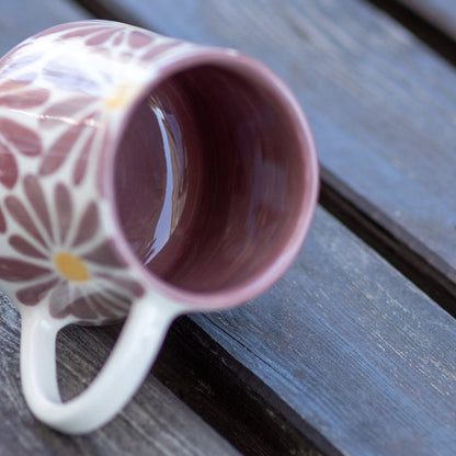 Flowers Coffee Mug, Handmade Large Mug, Ceramic Coffee Mug