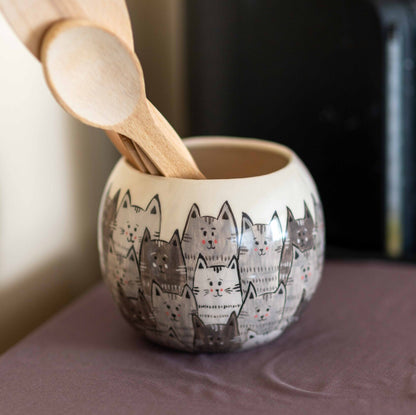 Utensil Holder for Kitchen, Ceramic Kitchen Organizer, Cat Lover Gift, Pencil Holder