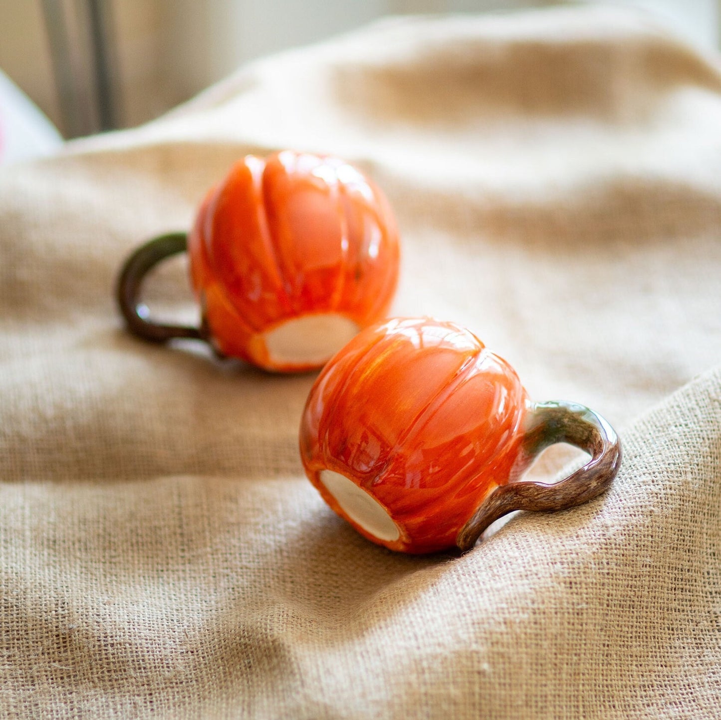 Pumpkin Mug - Halloween Decoration Pottery Pumpkin Cup