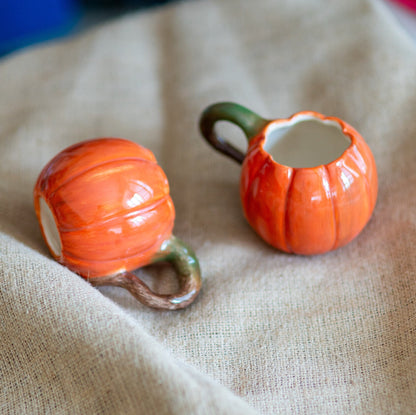 Pumpkin Mug - Halloween Decoration Pottery Pumpkin Cup