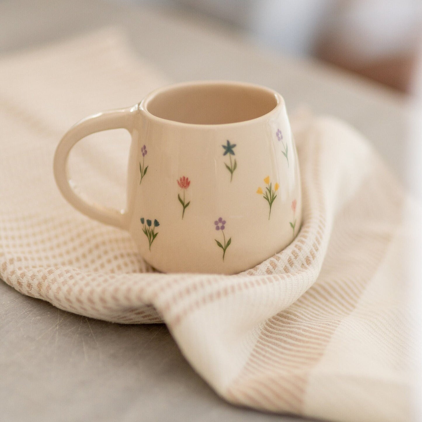 Colorful Blossom Tea Cup, Handmade Ceramic Mug