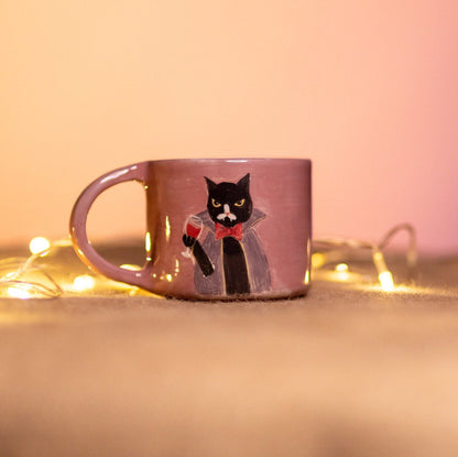 Ceramic Black Cat Mug, Vampire Coffee Mug