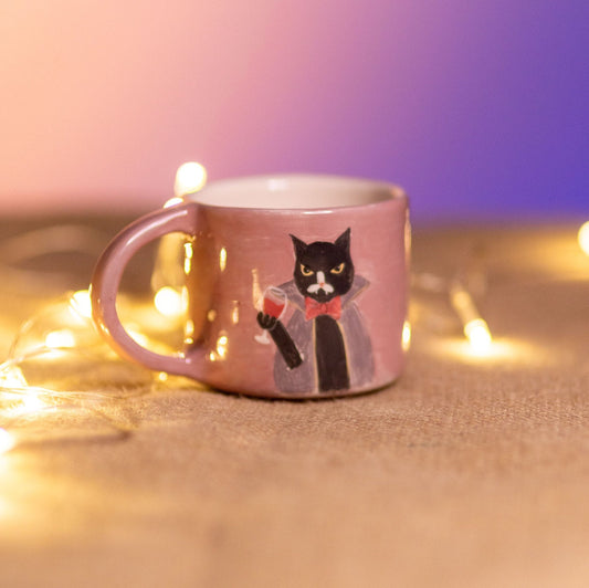 Ceramic Black Cat Mug, Vampire Coffee Mug