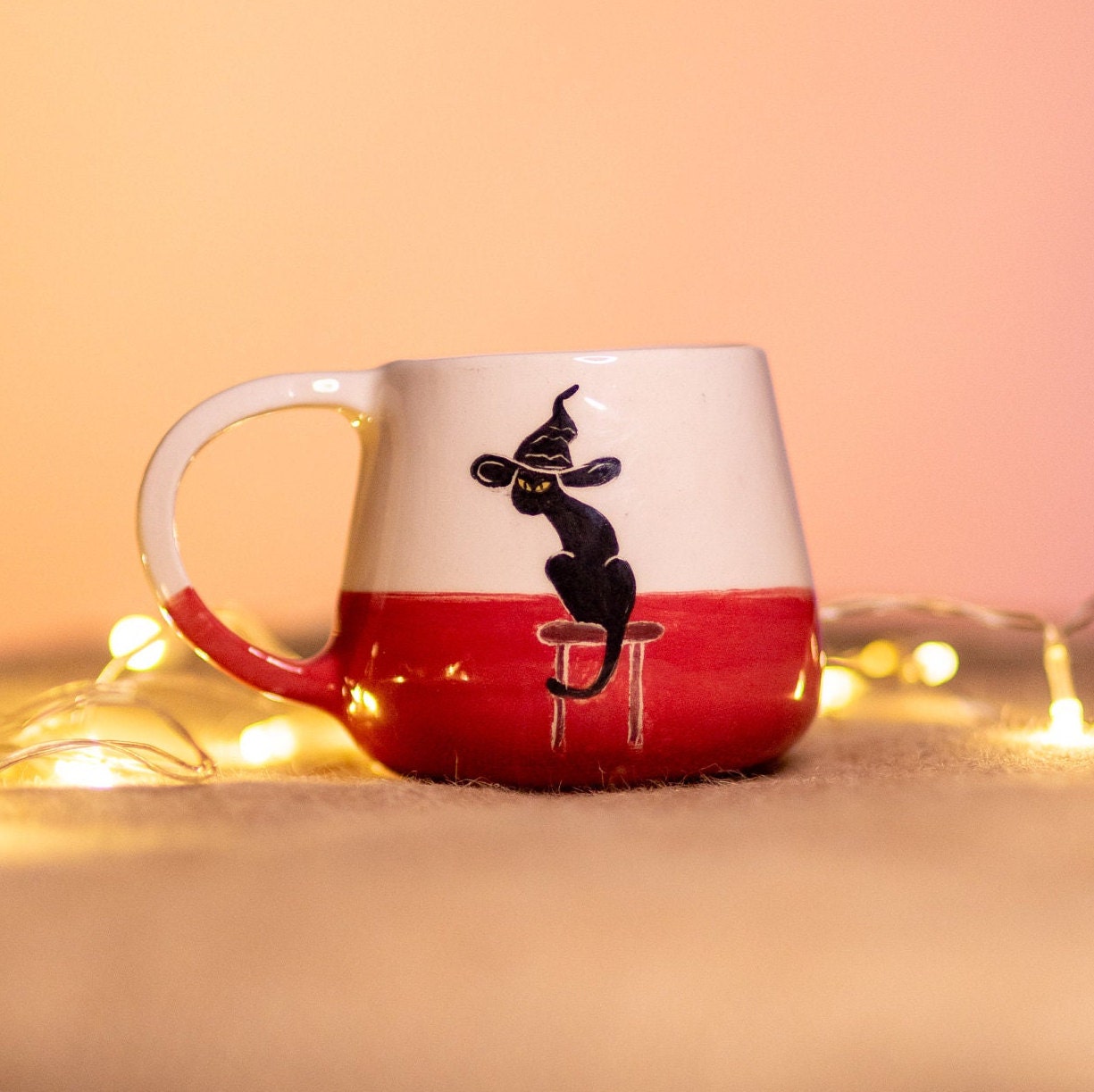 Ceramic Black Cat Mug, Vampire Coffee Mug