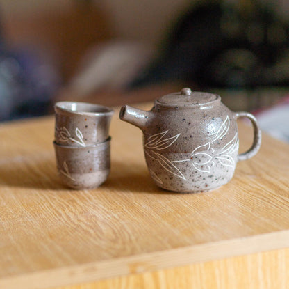 Japanese Tea Set with Tea Pot, Pottery Tea Set, Teapot and Cups, Ceramic Tea Set, Handmade Housewarming Gift