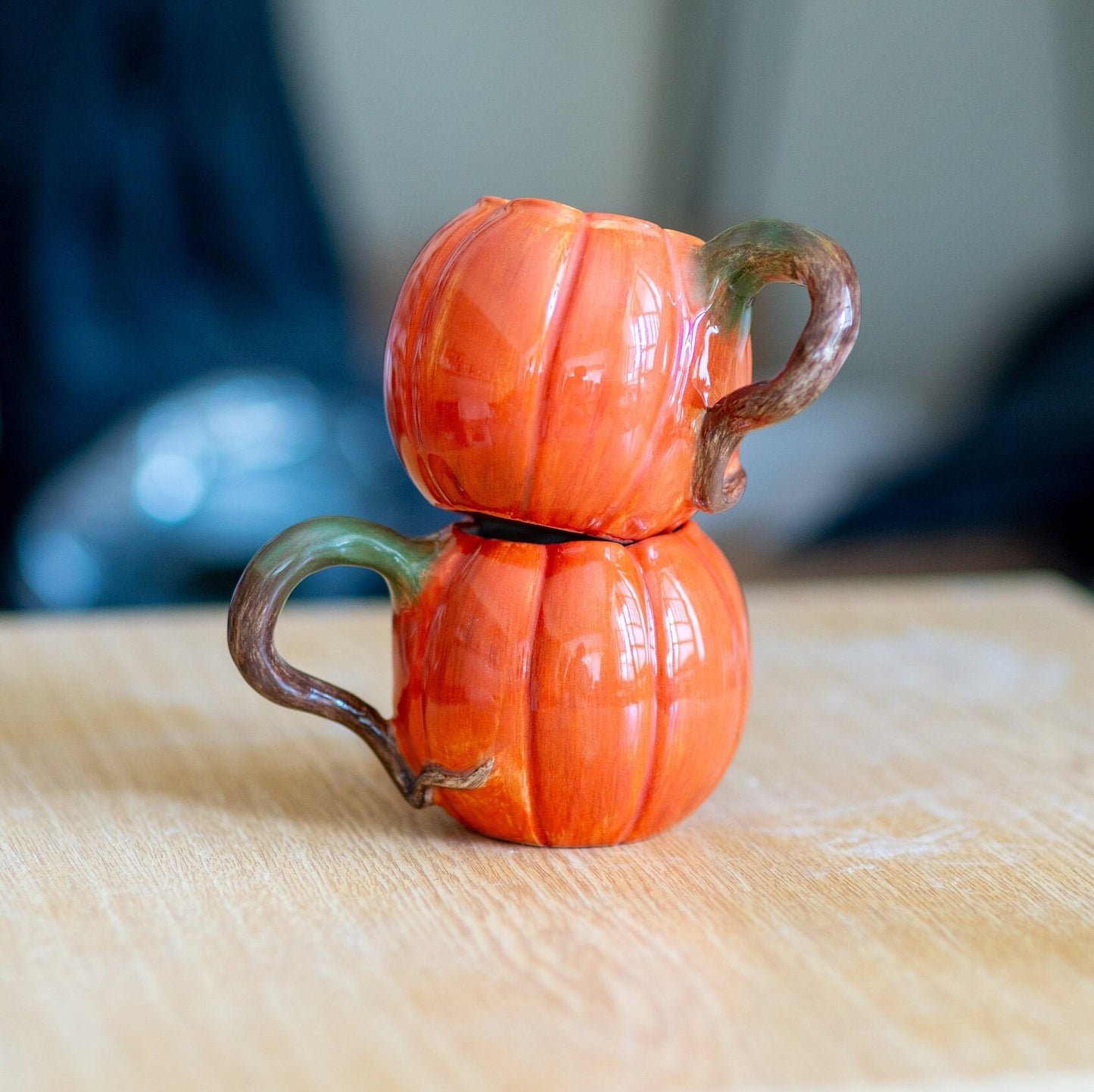 Pumpkin Mug - Halloween Decoration Pottery Pumpkin Cup