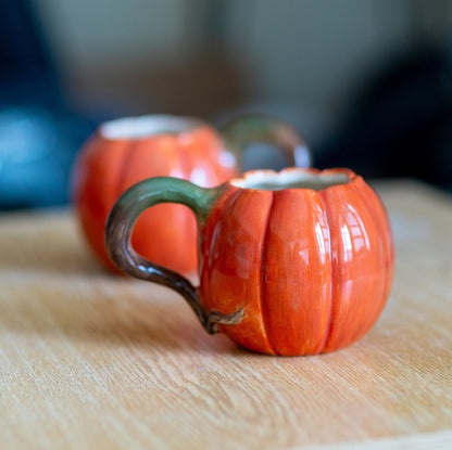 Pumpkin Mug - Halloween Decoration Pottery Pumpkin Cup